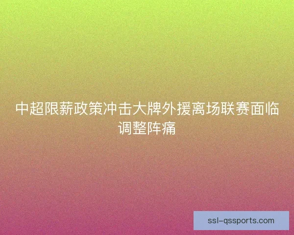 中超限薪政策冲击大牌外援离场联赛面临调整阵痛