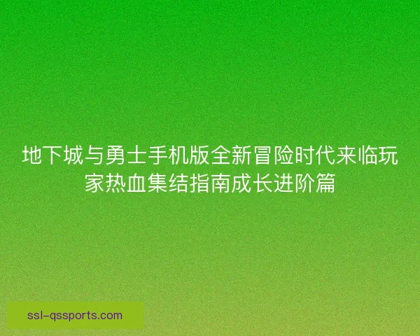 地下城与勇士手机版全新冒险时代来临玩家热血集结指南成长进阶篇 地下城与勇士手机版全新冒险时代来临玩家热血集结指南成长进阶篇